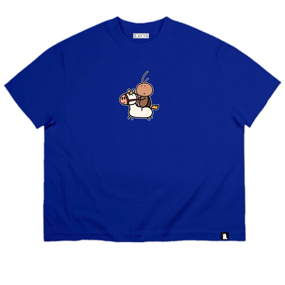 Royal Blue Graphic Tee with Cute Rider Design